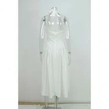 Elegant Women's Party Dress, New Spring Collection, V-Neck With Halter Straps, Sensual Style - 白色 - 查看 7