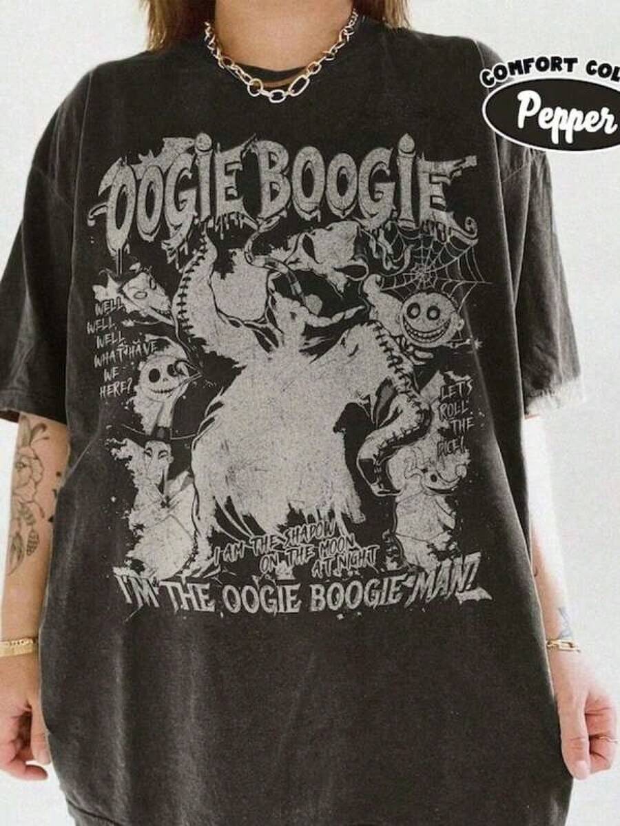 T Shirt Print ,Graphic-Cotton Tees Size Plus, I'm The Man Shirt, Nightmare Before Christmas T-Shirt, Boogie Man Shirt, ,Y2K,Oversized Shirt - màu đen - Xem 1