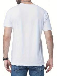 Fashionable T-Shirt, 100% High-Quality Cotton, Creative "Fun Retro" Print, Women's American Street Style Top, Round Neck, Loose Fit, Plus Size, Short Sleeves, Suitable For Valentine's Day, Easter, And As A Gift. NKBK - 白色 - 查看 2