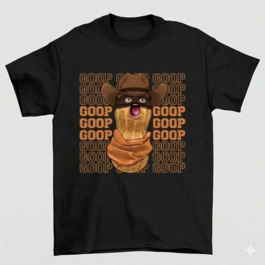 Camiseta Gráfica de Moda 2026 con Diseño de Meme de "Burnt Peanut Goop", Unisex, Estilo Urbano, para Parejas, Romance, Lujo Discreto, Alta Calidad, Máxima Comodidad, Ajuste Perfecto, Estética, Broma Sarcastica, Novedad, Atuendo a la Moda, vibes de verano. - Negro - Ver 1