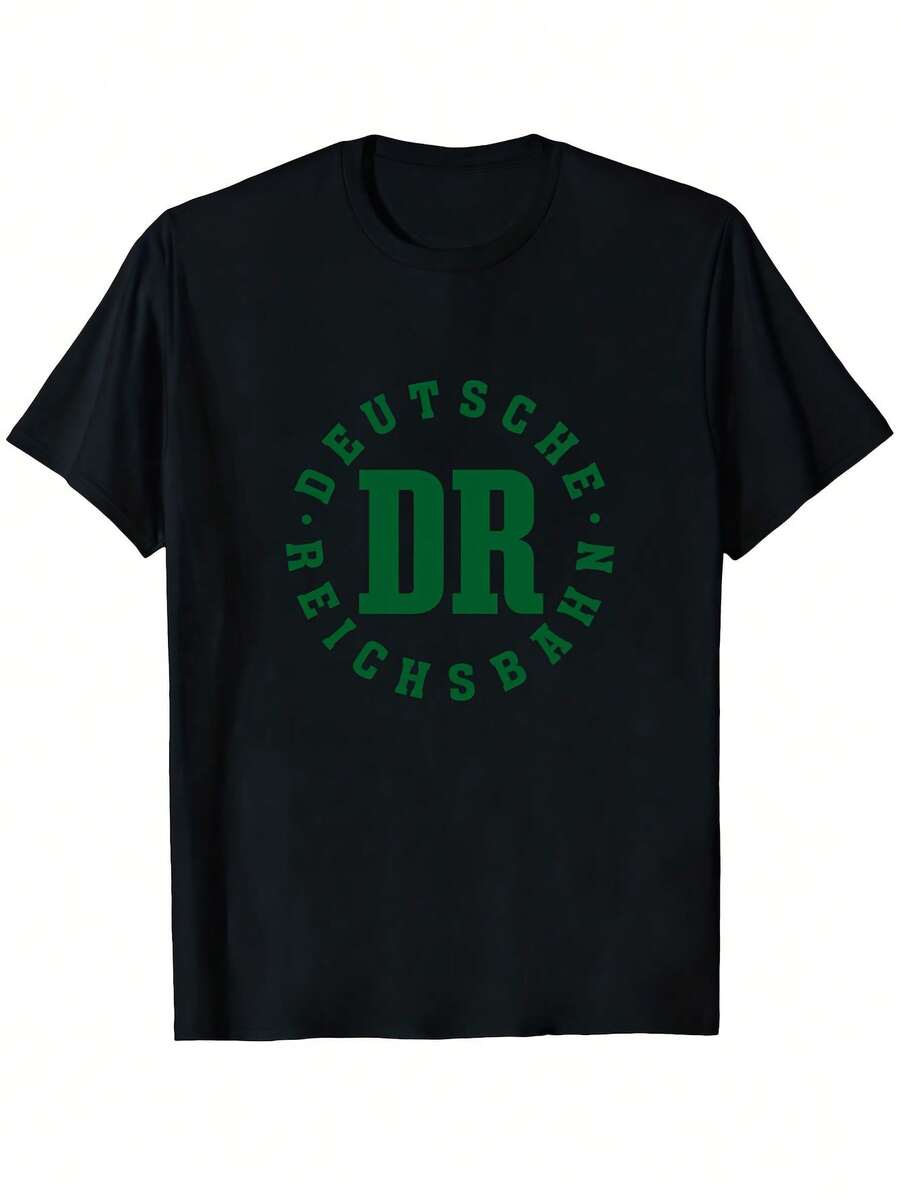 Camiseta Gráfica para Hombre Deutsche Reichsbahn DR - Diseño Retro de Tren Alemán con Logotipo DB, Adecuada para Vestimenta Casual, Todas las Temporadas, Tallas hasta 5XL, Lavable a Mano, Estilo Nostálgico. - Negro - Ver 1