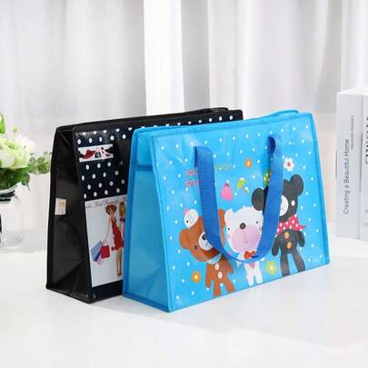 Túi tote vải không dệt dung tích lớn, chống thấm nước, dày dặn, bền chắc, túi mua sắm quảng cáo, túi đựng quà tặng đa năng tối giản, túi sắp xếp đồ đạc di động tiện dụng cho gia đình và du lịch.