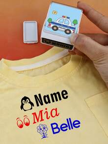 Custom Name Stamp For Clothes, Personalized Clothing Stamp Waterproof, Custom Stamp, Personalized Cute Animal Icon Stamp, Customized Laundry Organization Accessories For Travel Dorm Storage, Personalized Stamps, Customizable Fashion Marking Gift - Style a - View 6