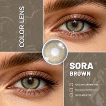 Lalens Sora 棕色漸層圓形隱形眼鏡 1 對 年戴 DIA14.20MM BC8.6MM 完美瞳孔融合設計 超自然融合色調 瞬間亮眼 適合深色與淺色眼睛 小瞳孔友善 柔軟舒適 - Glacier-Brown - 查看 4