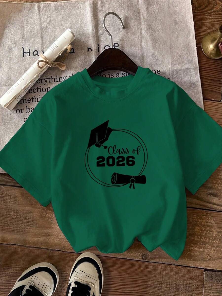 Short-Sleeved T-Shirt For The 2026 Graduation Season - Green - View 1