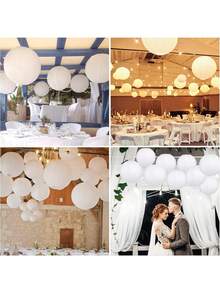 9/18pcs White Paper Lanterns, Decorative Chinese/Japanese Style Round Hanging Paper Lanterns, Suitable For Birthday, Wedding, Christmas, Bridal, Home Decor, Party Decoration - White Lanterns - View 4