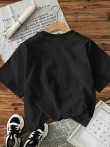 Lightweight "TIRED Moms" Graphic Print T-Shirt - Black With White Lettering, Short Sleeve, Round Neck, Casual Top, Soft And Breathable Fabric, Machine Washable, Comfortable Women's Clothing For All Seasons, Non-See-Through Material, Casual Everyday Outfit. - 黑色 - 查看 2