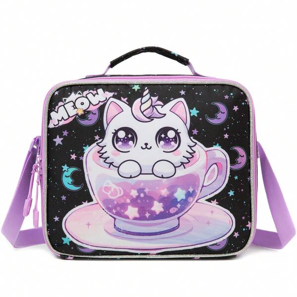Lunch Bag For Kids Lunch Bag For Girls With Strap And Bottle Holder With Zipper-Pockets For School And Daycare For Elementary Students