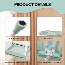 3 In 1 Baby Products, Foldable And Portable, Very Suitable For Outdoor Dining And Play. The Foldable Seat Is Equipped With A Five-Point Pressure Fixing Device And A Double Plate. - màu xanh lá - Xem 4