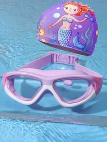 2pcs Swimming Goggles And Swimming Cap, Anti-Fog And Leak-Proof Design, Suitable For 3-15 Years Old Boys And Girls, Back To School First Day Of School - Multicolor - View 2