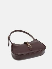 Novachic,1pc Retro Minimalist Hook Decor Adjustable One Shoulder Strap Crescent Shape Bag, Suitable For Date, Outing, Party - Coffee - View 3