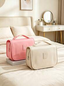 1 pieza Bolsa de aseo de viaje multifuncional, bolsa colgante para maquillaje, organizador de cosméticos, gran capacidad, soporte impermeable para brochas de maquillaje, esencial para la playa, necesidad para vacaciones y viajes de negocios, almacenamiento de cosméticos y artículos de papelería - Multicolor - Ver 4