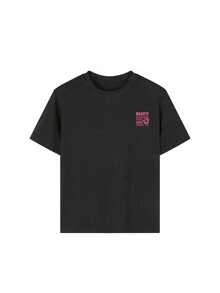 Clothing 2025 - Girls' Loose-Fitting Short-Sleeved Shirt, Medium To Large Size, Men's Summer Outfit - Black - View 4