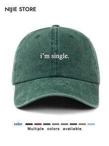 1pc Women's Minimalist Vintage Washed Baseball Cap With "I'm Single" Pattern, Adjustable Retro Dad Hat, Lightweight And Comfortable, Suitable For Outdoor Activities And Daily Wear,Beach,Travel - God's Plan Over Mine - View 8