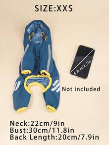 Un impermeable ligero de poliéster para perros con tiras reflectantes, que cubre las cuatro patas en azul sólido, chaqueta impermeable para mascotas, adecuada para perros Teddy pequeños y perros grandes para usar todo el año en otoño (no apto para razas grandes) - Azul - Ver 15