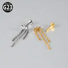 1 pieza Pendiente de cadena colgante con zirconia marquesa de titanio G23 para perforación interna de hélix, cartílago, trago, labio - Como se muestra en la imagen - Ver 10