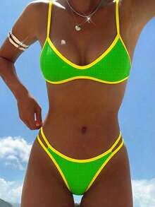 Sexy Bikini For Women 2026, Floral Print, Bandeau Design With Laces And No Padding – Swimsuit - ZH2610-GR - 查看 12