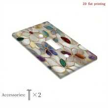1pc Elegant Beige & Gold Gemstone Floral Mosaic Wall Plate - Home Decor Switch And Outlet Cover, Suitable For Kitchen, Easy Installation, No Wiring/Battery Required, Fits Single/Double Switch And Outlet, Decorative Panel, 2D Flat - A - View 6