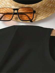 Women's One-Piece Short-Sleeved T-Shirt, Inspirational Design In Spanish, Artistic, Creative, Fun, Popular And Patterned Fashion Print, Breathable And Stretchy Round Neck Top, Comfortable Outerwear For Spring, Summer And Autumn, Cute And Loose Y2K Style. Leisure - Black - View 5