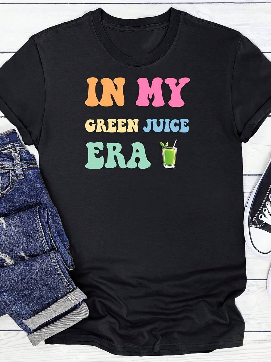 Soft, Breathable, And Lightweight For All-Day Wear. Comfortable T-Shirts For Women And Unisex - ENMIVERDEJUI. ERA Print T-Shirt With Juice Glass Design - Non-See-Through Black Top - Fun Gifts For Healthy Eating, Ideal For Juice Lovers. - Casual Everyday T-Shirts - Classic Short-Sleeved Crew Neck T-Shirt For All Seasons. Relaxed Fit, Flatters All Body Shapes And Is Easy To Pair With Jeans, Shorts, And Leggings. - 黑色 - 查看 1