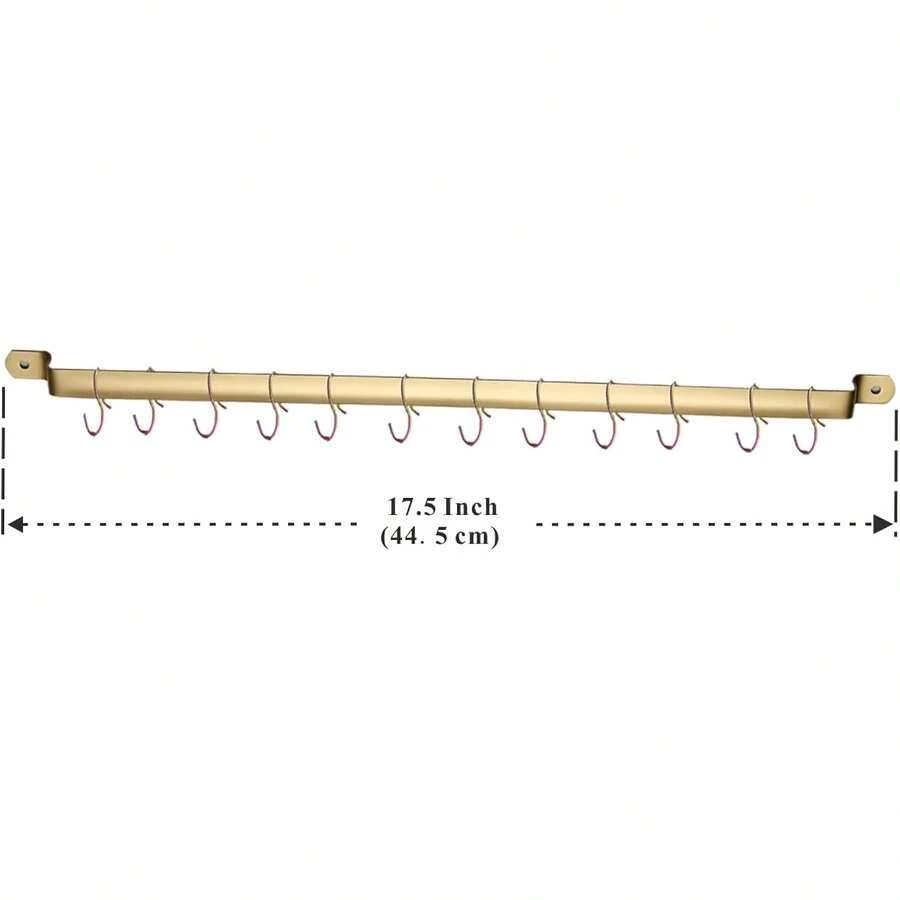 Kitchen Utensil Ra, Kitchen Ra With Gold Titanium Plating,Rail Ra Organizer For Hanging Knives,Wall Mounted Gourmet Kitchen Rail With 14 Hooks Variant 3 - 2. Gold - View 1