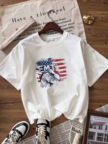 Short-Sleeve T-Shirt For EMT And USA Lovers.  Short-Sleeve T-Shirt For Spring And Summer 2026, Made In Mexico, 180 Grams. Cartoon Print, Couple Design, Suitable For Indoor Or Outdoor Wear. Crew Neck, Unisex, Ideal For Office And Leisure. One-Pack. - WH-P631577SLNDXZGY614 - 查看 3
