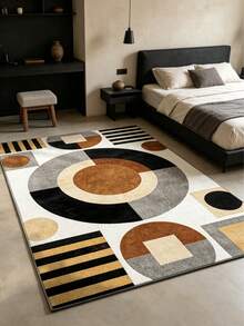 1 pieza Alfombra decorativa grande de estilo geométrico en color caqui, felpudo de bienvenida, alfombra, felpudo de piso, felpudo de entrada, alfombra de cocina, decoración del hogar, felpudo de puerta principal, alfombra de área, felpudo de exterior, decoración del hogar, alfombra de área, alfombra de jardín, alfombra lavable - Multicolor - Ver 2