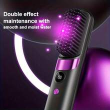 無線 2 合 1 加熱造型梳，捲髮與直髮刷，防燙設計，Type-C 快充附 LED 燈，便攜家用與旅行，專業女性美髮工具，理想節日禮物 - F9 - 查看 11