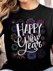 It Could Be Worse, Funny Phrase, Women's Casual Crew Neck Short Sleeve T-Shirt, Humorous Slogan T-Shirt, Loose Fit Summer T-Shirt - 黑色 8 - 查看 6