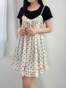 Camiseta de tirantes de unicolor y estilo minimalista para mujer - Albaricoque - Ver 7
