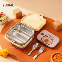 304 Stainless Steel Lunch Box, Bento Box Adult, Cute Microwavable Lunch Containers, Leakproof Snack Containers With Lids, Travel Food Containers, Portable Lunch Bowls With Handle, Bento Snack Box With Utensils For School Student - Multicolor - View 20
