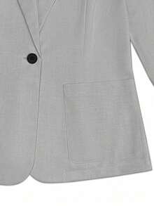 Blazer ligero de verano con cuello de contraste, uso casual/laboral, de 3/4 de manga para mujer - Gris Claro - Ver 5