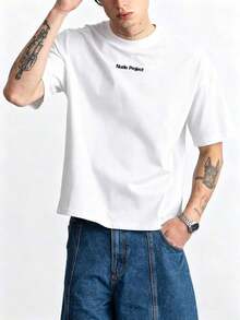 Men's Casual Hip Hop Printed Short-Sleeved Round Neck T-Shirt - White - View 2