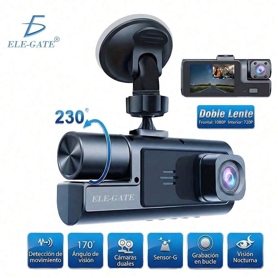 DVR Camera (Front + Indoor) With 2.0" Compact Screen, IR Night Vision With 3 Cameras - A - View 1