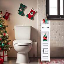 Armario para Papel higiénico, Armario pequeño para baño con Puertas y estantes, Delgado para baño Espacios pequeños Esquina Suelo - Blanco - Ver 3