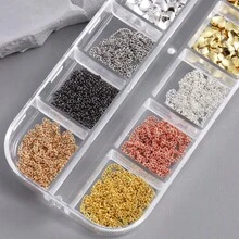 金属质感可爱爱心朋克风奢华美甲链条装饰，金银亮片奢华吊坠美甲贴片饰品，Y2K时尚设计，DIY美甲沙龙配件用品 - 彩色 - 查看 10