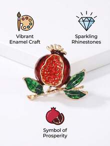 Luxury Rhinestone Pomegranate Brooches - Fruit Pins For Women Unisex Casual Party Jewelry Accessories / Friends Gifts Badges Decoration - Pomegranate - View 8