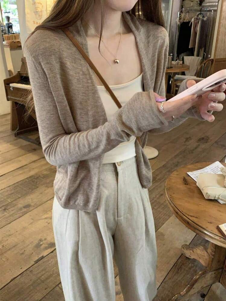 Women Cardigans - Brown - View 2