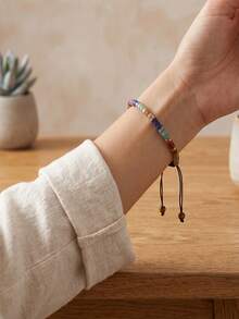 1 chiếc vòng tay chữa bệnh bằng đá bán quý tự nhiên 7 luân xa, vòng tay pha lê yoga giảm lo âu, quà tặng unisex - Đầy màu sắc - Xem 2