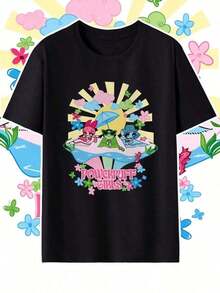 1 Piece Women's Crew Neck T-Shirt The Powerpuff Crew | Soft And Durable Fabric, Casual Outdoor Style, Everyday Comfort, Short Sleeve, Sizes S-XXL, New Arrival, Great, Ideal For Spring/Summer/Autumn, 180g 100% Cotton. - 黑色 - 查看 1
