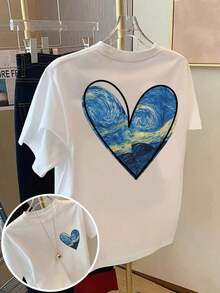 Fashion Printed T-Shirts For Women, Oversized Streetwear Tops, Comfortable And Stylish All-Match Summer Tees. Women's T-Shirt. Van Gogh Starry Night Women's T-Shirt - Short Sleeve Crew Neck T-Shirt With Iconic Art Print, Relaxed Fit And Machine Washable - Inspired By Van Gogh For Spring, Summer And Year-Round Wear (Art Lover Clothing). Domestic Shipping. - 白色 - 查看 6