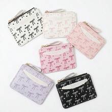 女款超薄短款錢包 - 輕量心形蝴蝶結卡片夾，多功能卡槽夾，日常使用卡套拉鍊開合 - 彩色 - 查看 6