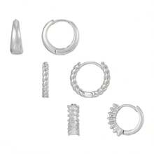 3 Pairs Earrings Set Minimalist Hoop Earrings For Women Dainty Stackable Huggie Earrings Everyday Jewelry - TZ534 - View 7