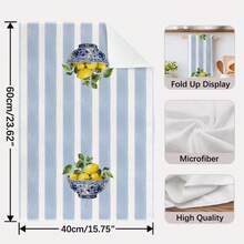 2 buah Handuk Dapur Motif Bunga Biru & Putih Lemon Afternoon Tea, Latar Belakang Bergaris, Handuk Dapur Serat Super Lembut Persegi Panjang, Kain Lap Piring, Kain Pembersih, Handuk Tangan, Handuk Teh untuk Memasak & Memanggang, Dekorasi Dapur, Hadiah Pindah Rumah & Ulang Tahun, Tisu Pembersih Kamar Mandi, Handuk Dekoratif - MultiWarna - View 4