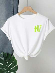 Camiseta Casual de Manga Corta con Estampado de Letras para Hombre, Color Negro de Verano - Blanco - Ver 2