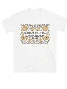 Women's Oversized Style T-Shirt, Nolite Te Bastardes Carborundorum, Don't Let The Bastards Crush You, Subtly Feminine T-Shirt, Women's Rights Subtly Expressed, Subtle Activist T-Shirt, Loose Fit Women's T-Shirt, Perfect For Parties Or Gifts, Soft And Comfortable, Crew Neck, 100% Cotton, Soft Fabric, Short Sleeve - 白色 - 查看 3