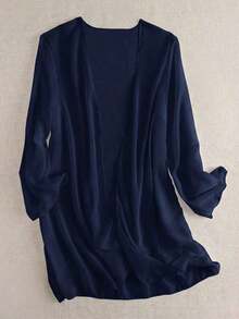 Swim  Kimono transparente de color liso para vacaciones en la playa - Azul marino - Ver 3