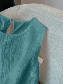 de tirantes de unicolor casual de talla grande, verano - Azul - Ver 3