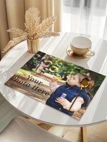 1pc Customizable Photo Linen-Like Placemat, Photo Printed Heat-Resistant Mat, Family Commemorative Dining Table Pad, Suitable For Birthday Parties, Holidays, Non-Slip & Waterproof Placemats, Personalized Commemorative Gift - Multicolor - View 7