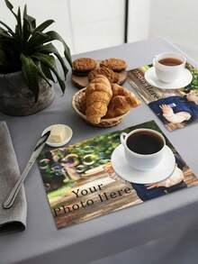 1pc Customizable Photo Linen-Like Placemat, Photo Printed Heat-Resistant Mat, Family Commemorative Dining Table Pad, Suitable For Birthday Parties, Holidays, Non-Slip & Waterproof Placemats, Personalized Commemorative Gift - Multicolor - View 8